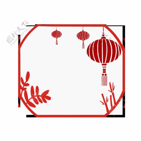 中国风灯笼剪纸边框