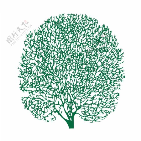 绿色树剪纸