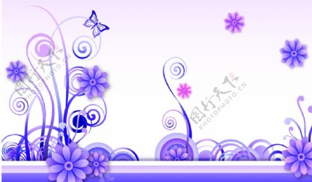 紫色纹理雪花壁画墙纸背景墙