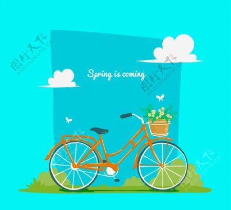 春季郊外单车图片
