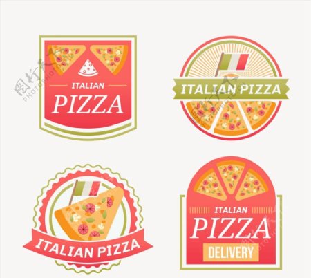 披萨快餐标签矢量图片
