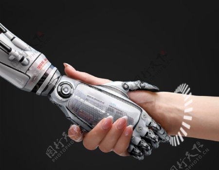 机械手臂握手科技元素图片素材