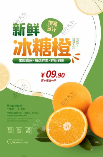 冰糖橙水果果实活动宣传海报素材图片