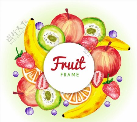水彩绘水果框架图片