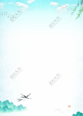 中国风山水背景模板信纸图片