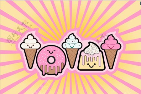 冰淇淋甜甜圈甜品图片