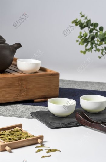 茶杯茶具瓷器简约背景海报素材图片