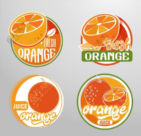 橙汁标签矢量图片