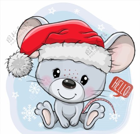 卡通圣诞老鼠图片