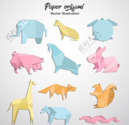 彩色动物折纸图片