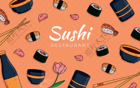 寿司美食插画图片