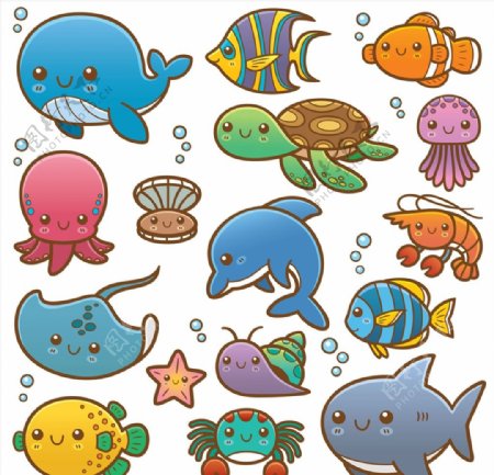 矢量卡通海洋动物图片