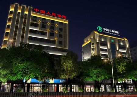 潮州农业银行夜景图片