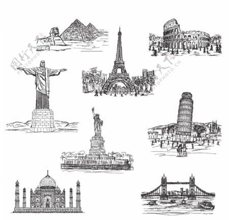 世界著名建筑矢量图片