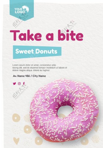 甜甜圈店海报模板图片