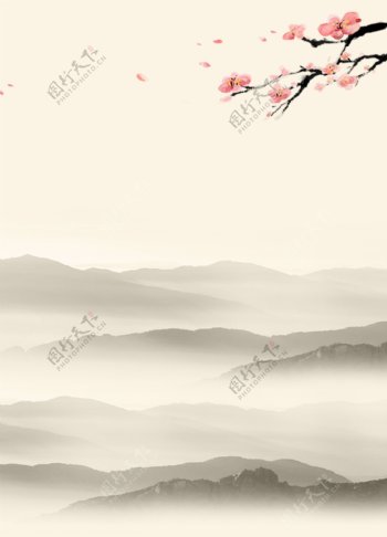 梅花中国风背景图片