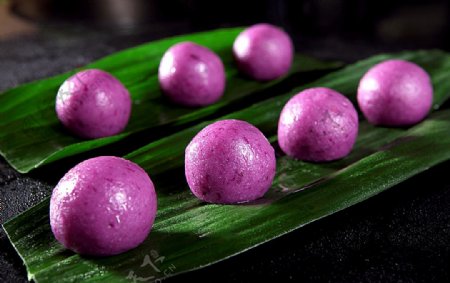 小吃柚子酱紫薯球图片