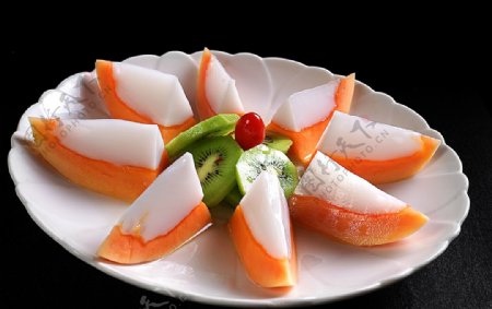 椰奶木瓜冻图片