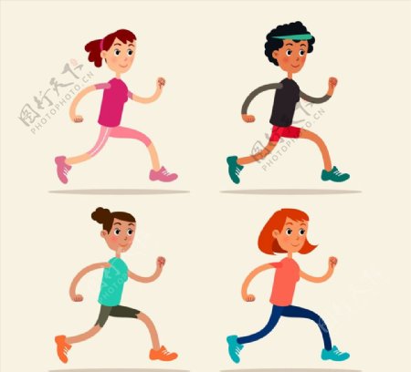 卡通跑步女子图片