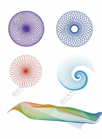 AI混合花纹及科幻曲线图片