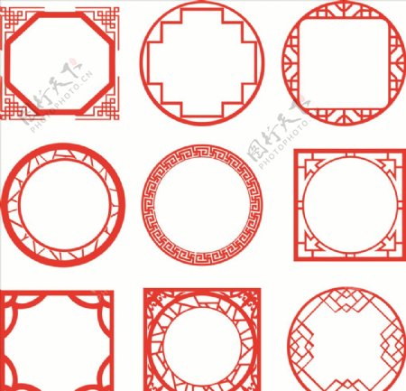 圆形中式古典边框设计素材花纹图片