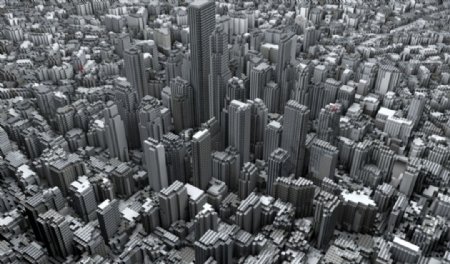 C4D模型像素化城市图片
