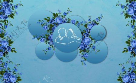 蓝色结婚背景图片
