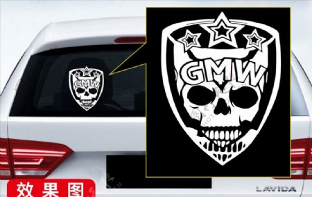 车贴GMW骷髅图片