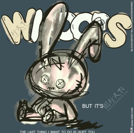 兔子T恤裁片图片
