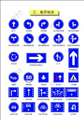 标准交通指示标志交通标志图片