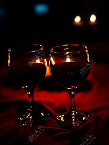 午夜烛光红酒高清摄影图片