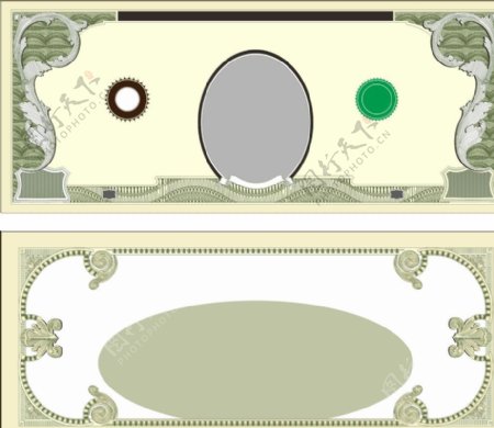 美元现金券矢量模版图片