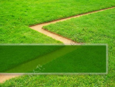 绿草与道路PPT模板