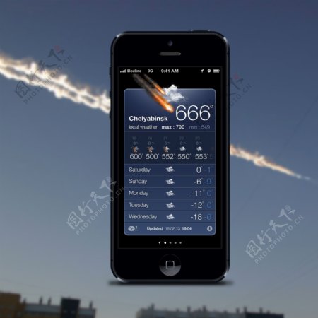 手机天气界面PSD素材