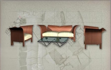 现代主义风格之家具组合3D模型组合017