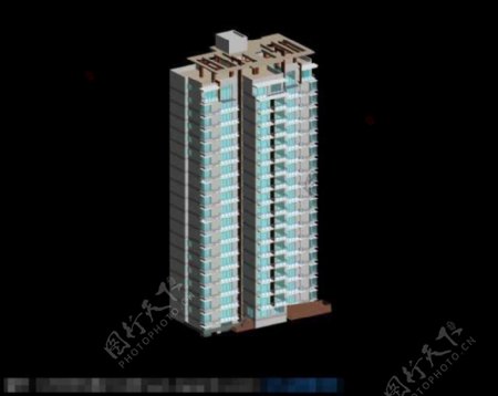 十八层塔式住宅楼建筑模型
