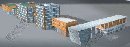 拼色建筑城市规划3D模型