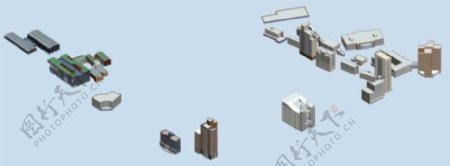 零散分布建筑规划3D模型