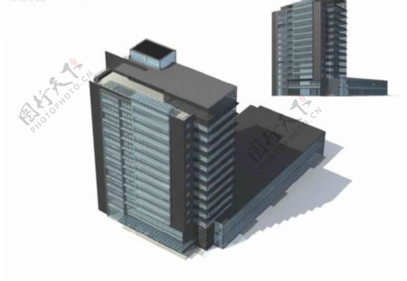 独栋高栋带裙楼商业大厦3D模型