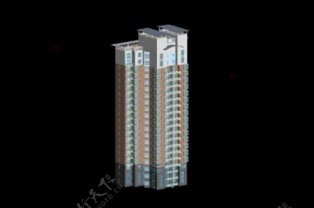 简洁风格高层住宅楼3D模型素材