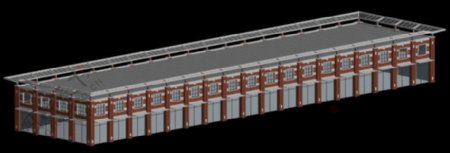 长方形商业街建筑3D模型