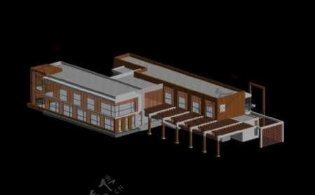 现代城市新型景观小建筑3D模型图