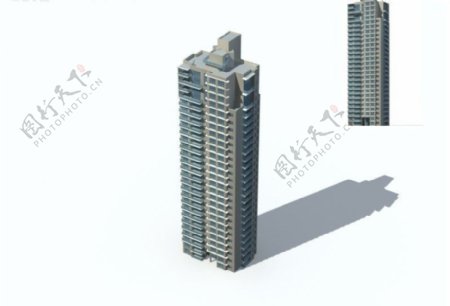 塔式高层住宅板式楼建筑3D模型
