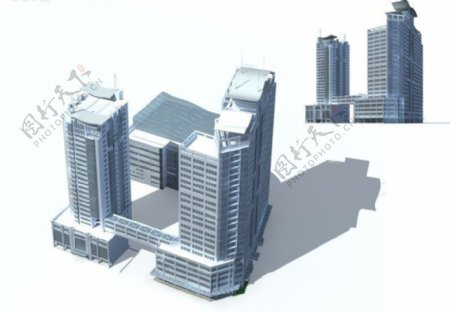高层公共建筑商业大厦3D模型