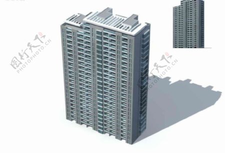 独栋高层住宅楼3D模型设计