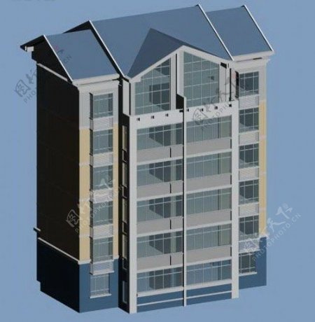 时尚典雅风格普通住宅楼3D模型素材