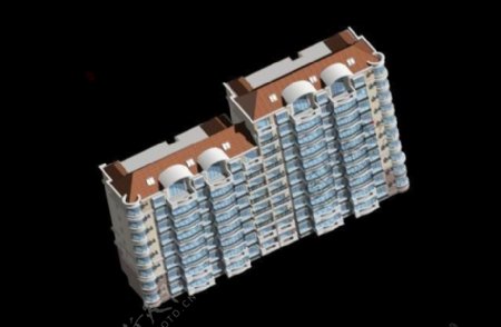 豪华现代住宅楼3D模型设计