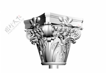 罗马柱欧式雕花柱头3D模型