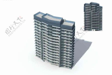 弧形高层独栋住宅楼3D模型