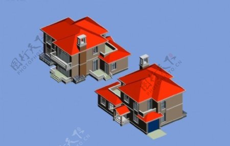 欧式红瓦别墅3D模型